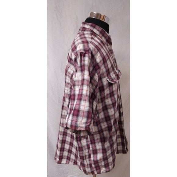 Wrangler Riggs Workwear Mens 3X Red Plaid Short Sleeve Button Up Heavy Shirt - Picture 7 of 11